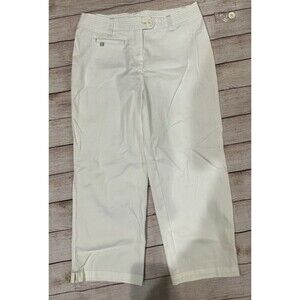 NWOT Basic Editions Chino Capri Pants Women's White Stretch Cotton Size 10